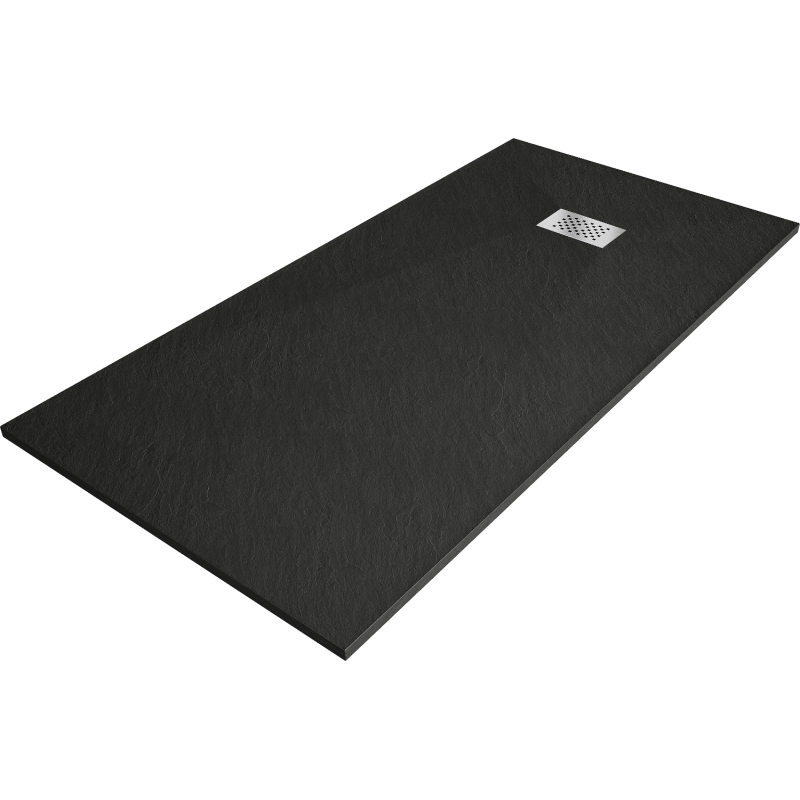 Mexen Hugo rectangular shower tray SMC 170 x 80 cm, black, inox cover - 42708017-X