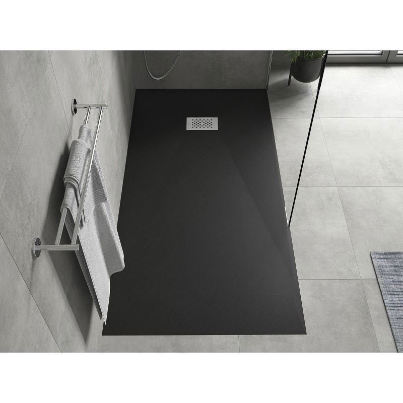 Mexen Hugo rectangular shower tray SMC 170 x 80 cm, black, inox cover - 42708017-X