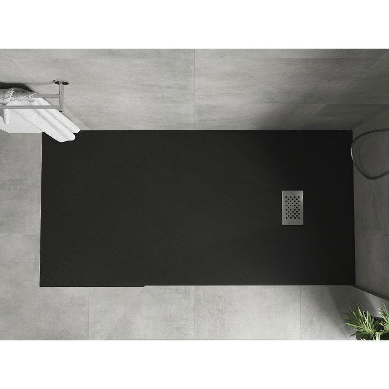Mexen Hugo rectangular shower tray SMC 170 x 80 cm, black, inox cover - 42708017-X