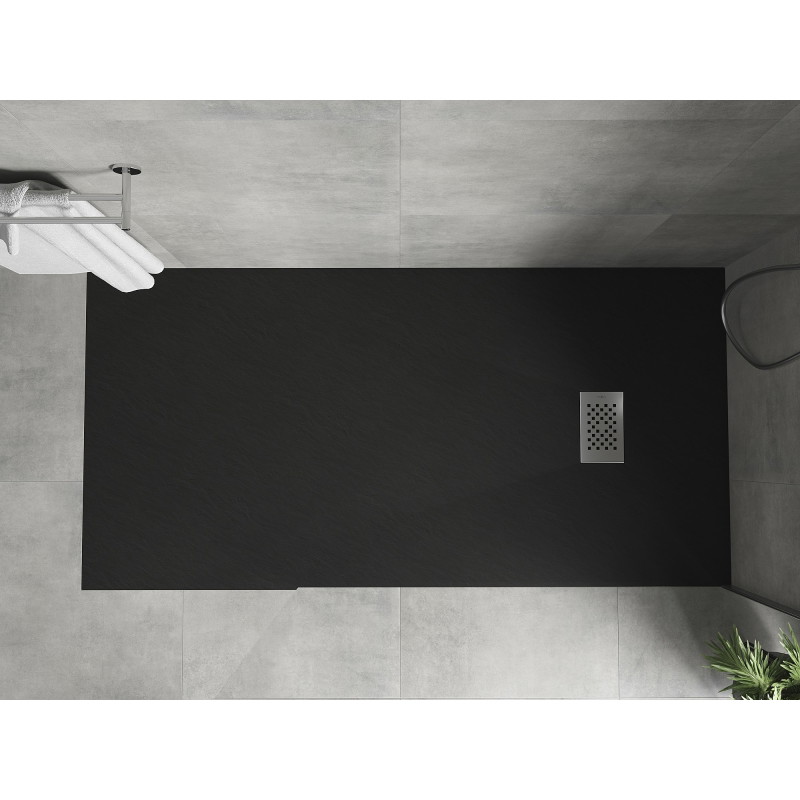 Mexen Hugo rectangular shower tray SMC 180 x 80 cm, black, inox cover - 42708018-X