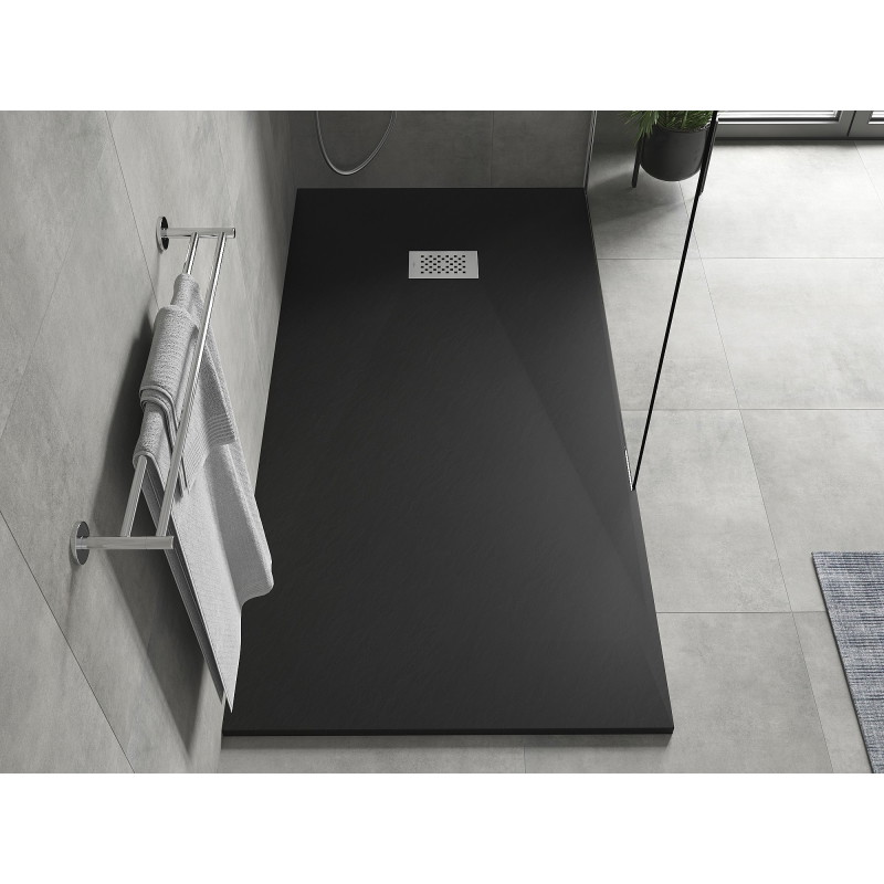 Mexen Hugo rectangular SMC shower tray 170 x 80 cm, black, inox cover - 42708017-X