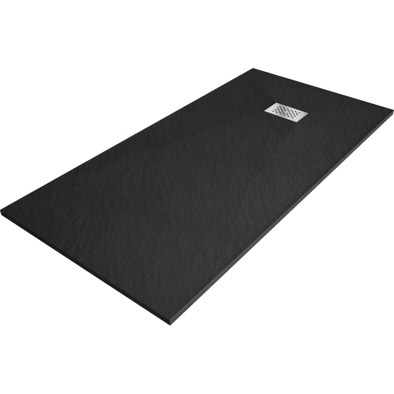 Mexen Hugo rectangular SMC shower tray 180 x 80 cm, black, inox cover - 42708018-X