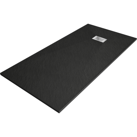 Mexen Hugo rectangular SMC shower tray 180 x 80 cm, black, inox cover - 42708018-X
