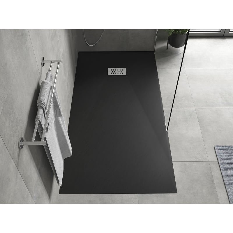 Mexen Hugo rectangular shower tray SMC 180 x 80 cm, black, inox cover - 42708018-X