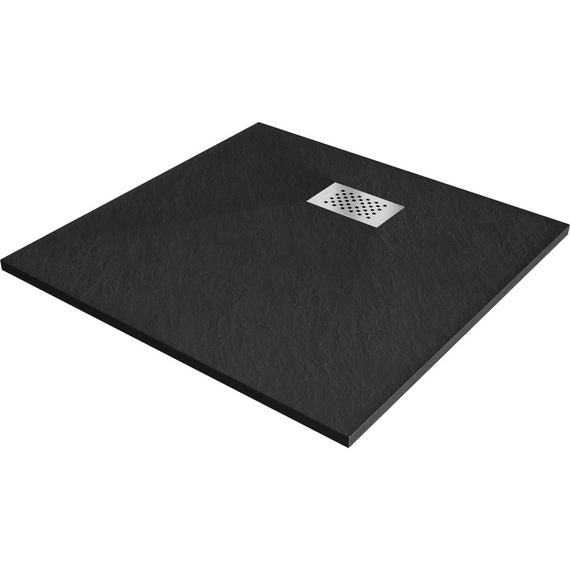 Mexen Hugo SMC square shower tray 90 x 90 cm, black, inox cover - 42709090-X