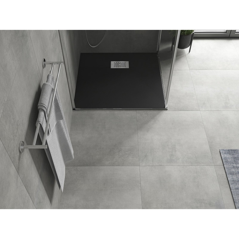 Mexen Hugo SMC square shower tray 90 x 90 cm, black, inox cover - 42709090-X