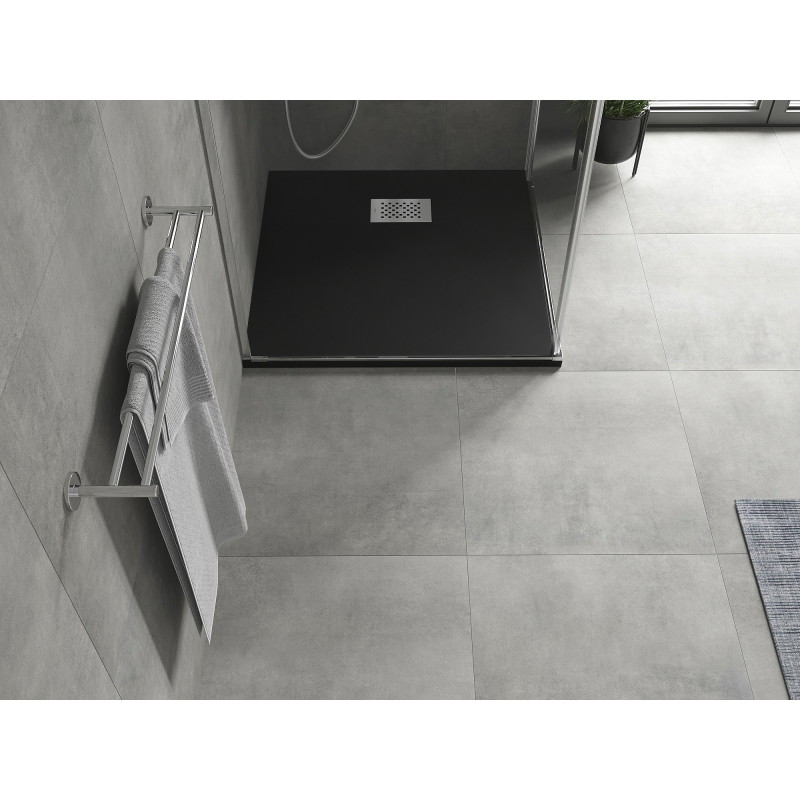 Mexen Hugo SMC square shower tray 90 x 90 cm, black, inox cover - 42709090-X