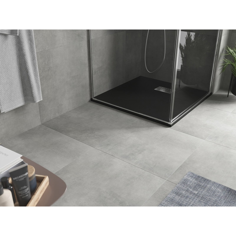 Mexen Hugo SMC square shower tray 90 x 90 cm, black, inox cover - 42709090-X