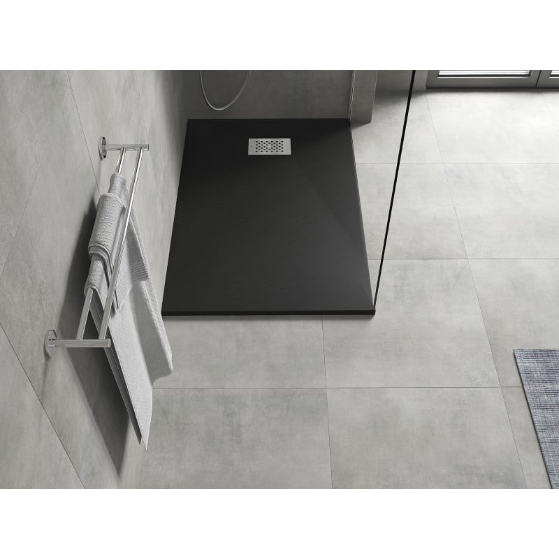 Mexen Hugo rectangular shower tray SMC 130 x 90 cm, black, inox cover - 42709013-X