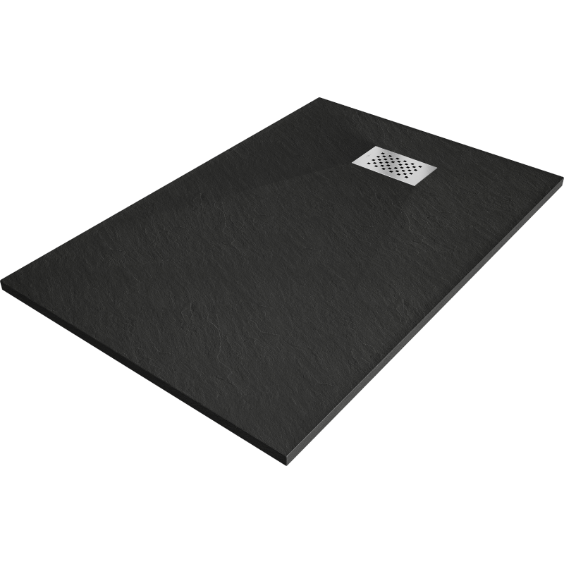 Mexen Hugo Rectangular Shower Tray SMC 130 x 90 cm, Black, Inox Cover - 42709013-X