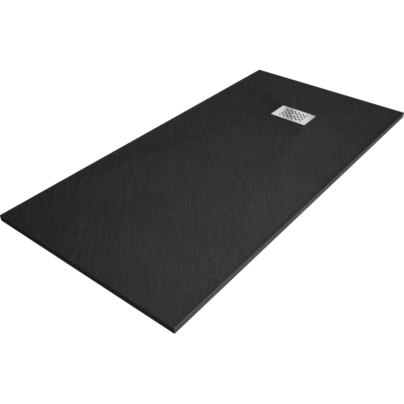 Mexen Hugo Rectangular Shower Tray SMC 180 x 90 cm, Black, Inox Cover - 42709018-X
