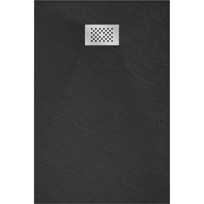 Mexen Hugo rectangular SMC shower tray 100 x 90 cm, black, inox cover - 42709010-X