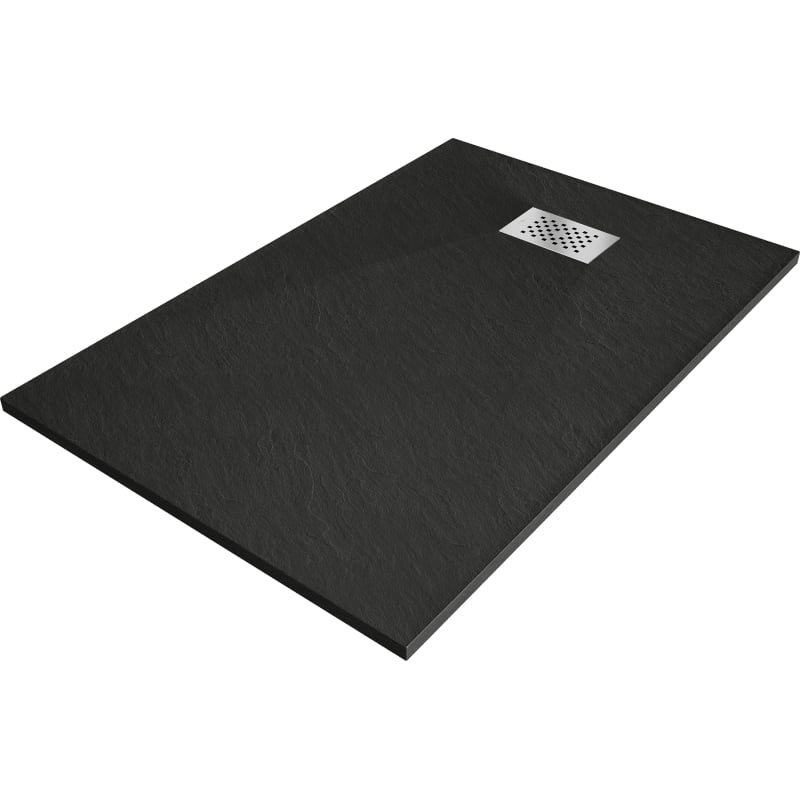 Mexen Hugo rectangular SMC shower tray 110 x 90 cm, black, inox cover - 42709011-X