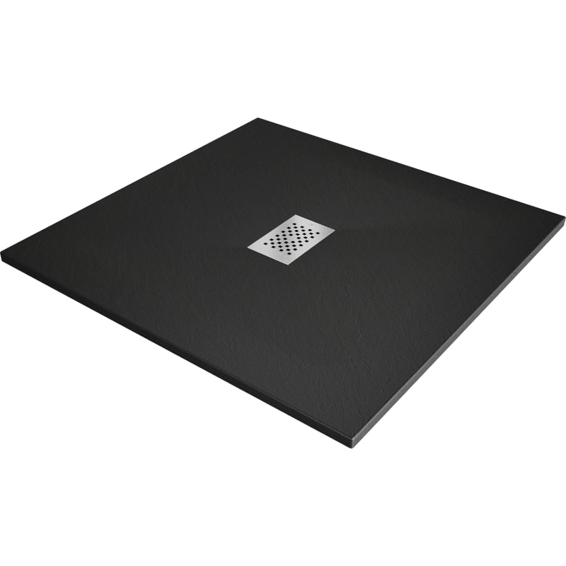 Mexen Hugo square SMC shower tray 100 x 100 cm, black, inox cover - 42701010-X
