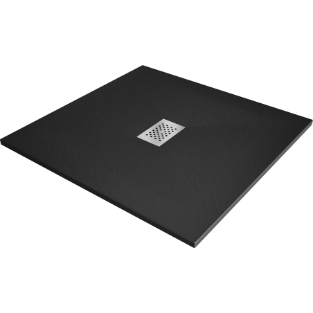 Mexen Hugo square SMC shower tray 100 x 100 cm, black, inox cover - 42701010-X