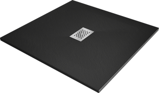 Mexen Hugo square SMC shower tray 100 x 100 cm, black, inox cover - 42701010-X