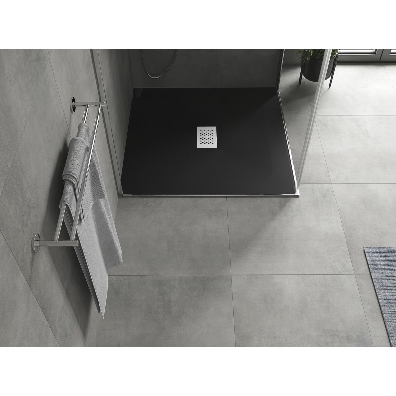 Mexen Hugo square SMC shower tray 100 x 100 cm, black, inox cover - 42701010-X