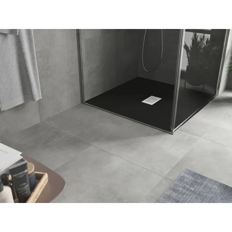 Mexen Hugo Square Shower Tray SMC 100 x 100 cm, Black, Inox Cover - 42701010-X
