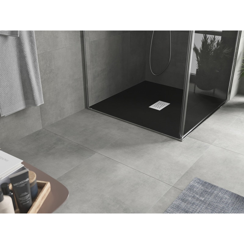 Mexen Hugo square SMC shower tray 100 x 100 cm, black, inox cover - 42701010-X