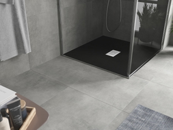 Mexen Hugo square SMC shower tray 100 x 100 cm, black, inox cover - 42701010-X