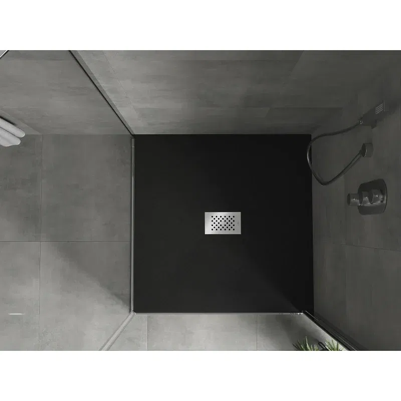 Mexen Hugo Square Shower Tray SMC 100 x 100 cm, Black, Inox Cover - 42701010-X