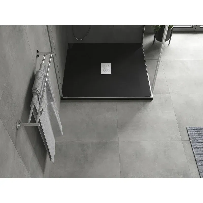 Mexen Hugo Square Shower Tray SMC 100 x 100 cm, Black, Inox Cover - 42701010-X