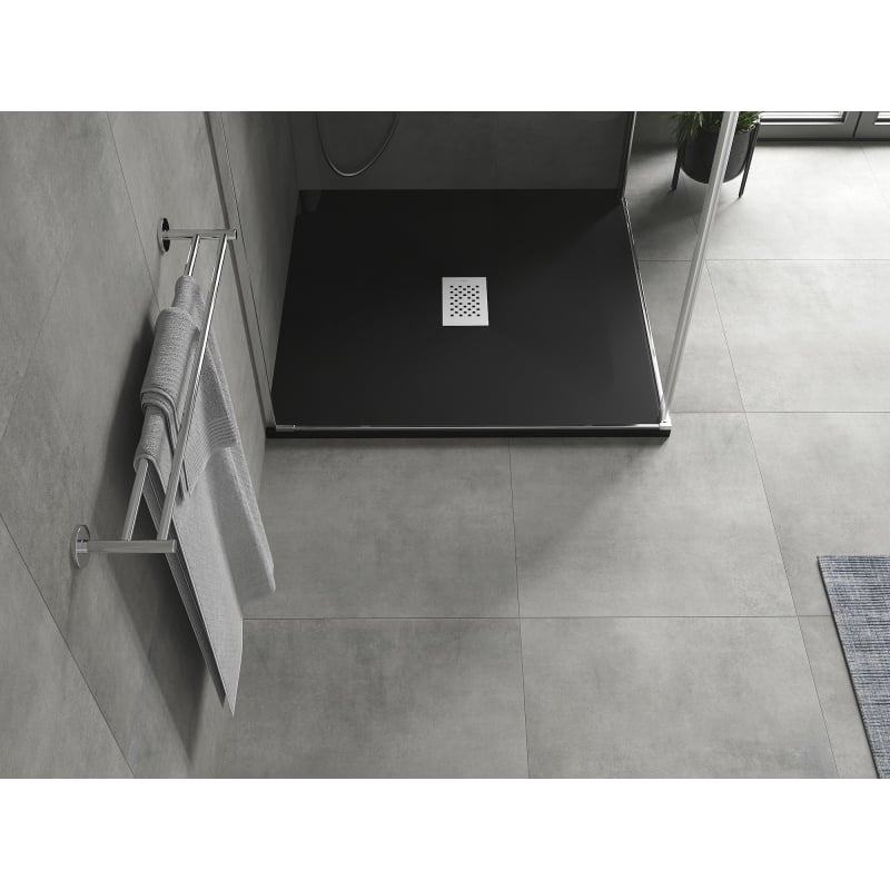 Mexen Hugo square SMC shower tray 100 x 100 cm, black, inox cover - 42701010-X