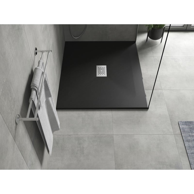 Mexen Hugo rectangular shower tray SMC 120 x 100 cm, black, inox cover - 42701012-X
