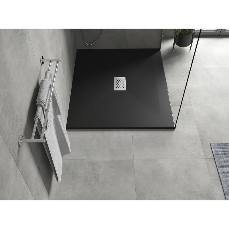 Mexen Hugo Rectangular SMC Shower Tray 130 x 100 cm, Black, Inox Cover - 42701013-X