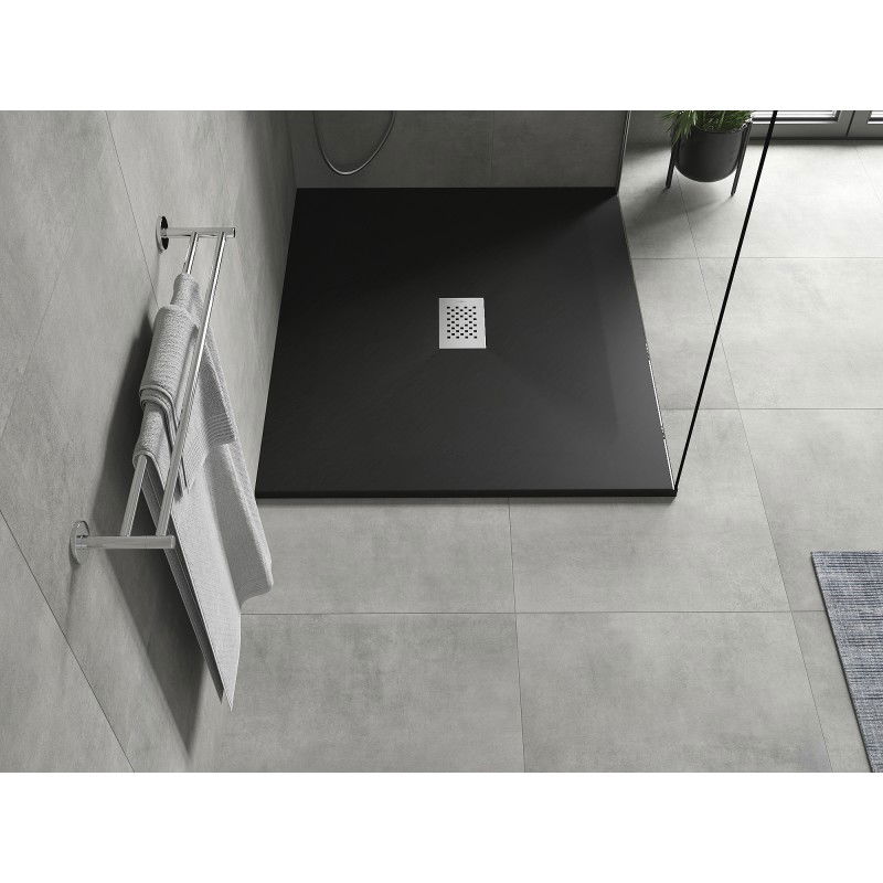 Mexen Hugo SMC Rectangular Shower Tray 140 x 100 cm, Black, Inox Cover - 42701014-X