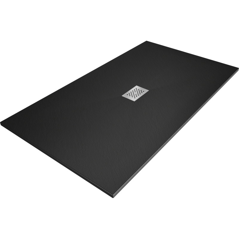 Mexen Hugo SMC Rectangular Shower Tray 150 x 100 cm, Black, Inox Cover - 42701015-X