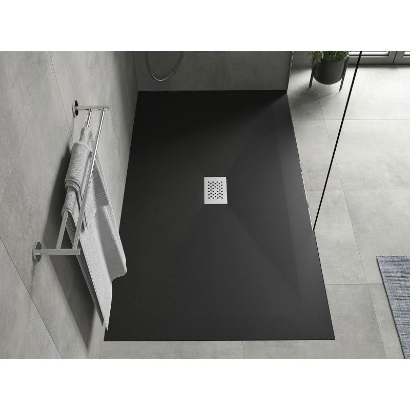 Mexen Hugo rectangular shower tray SMC 200 x 100 cm, black, inox cover - 42701020-X