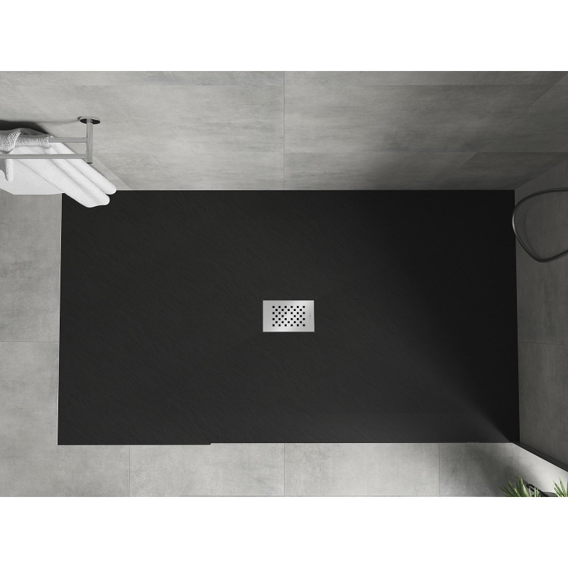 Mexen Hugo rectangular SMC shower tray 170 x 100 cm, black, inox cover - 42701017-X