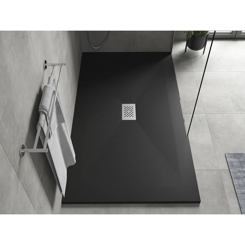 Mexen Hugo SMC Rectangular Shower Tray 150 x 100 cm, Black, Inox Cover - 42701015-X