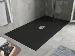 Mexen Hugo rectangular SMC shower tray 200 x 100 cm, black, inox cover - 42701020-X