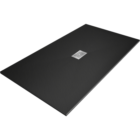 Mexen Hugo rectangular SMC shower tray 160 x 100 cm, black, inox cover - 42701016-X