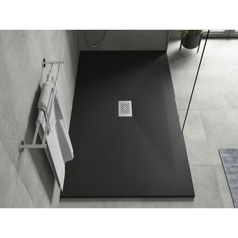 Mexen Hugo rectangular shower tray SMC 200 x 100 cm, black, inox cover - 42701020-X