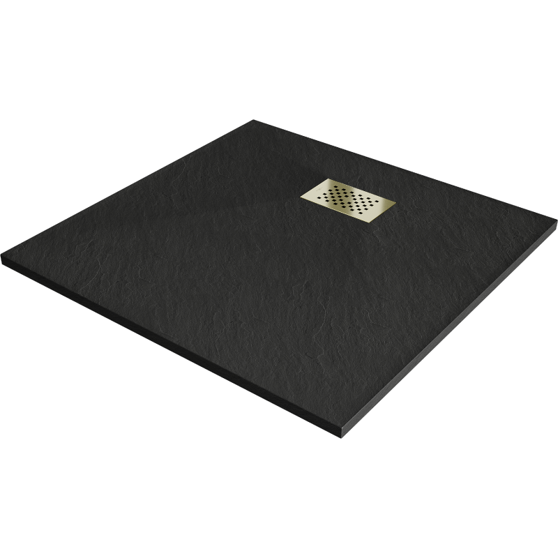 Mexen Hugo SMC 70 x 70 cm Square Shower Tray, Black, Gold Cover - 42707070-G