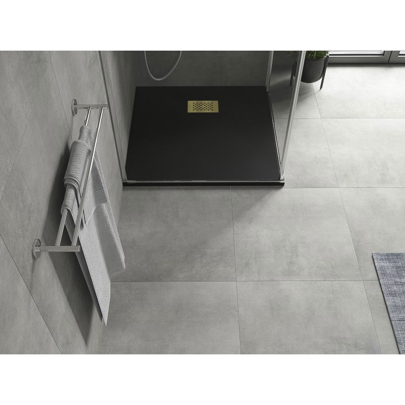 Mexen Hugo SMC Square Shower Tray 70 x 70 cm, Black, Gold Cover - 42707070-G