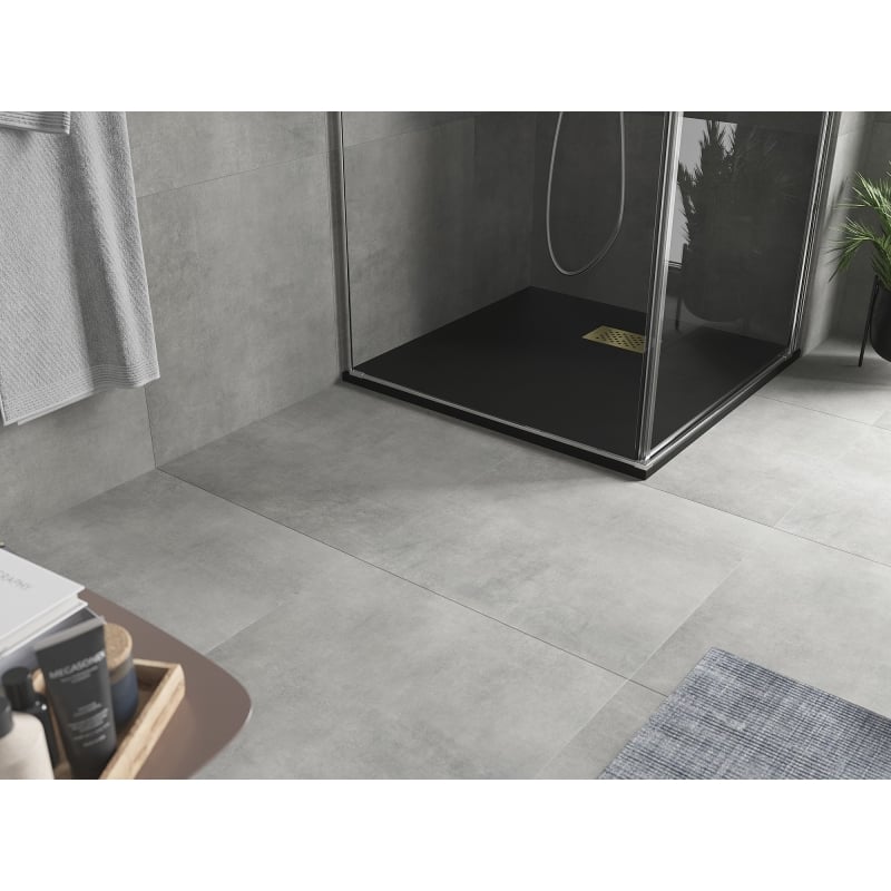Mexen Hugo square SMC shower tray 70 x 70 cm, black, gold cover - 42707070-G