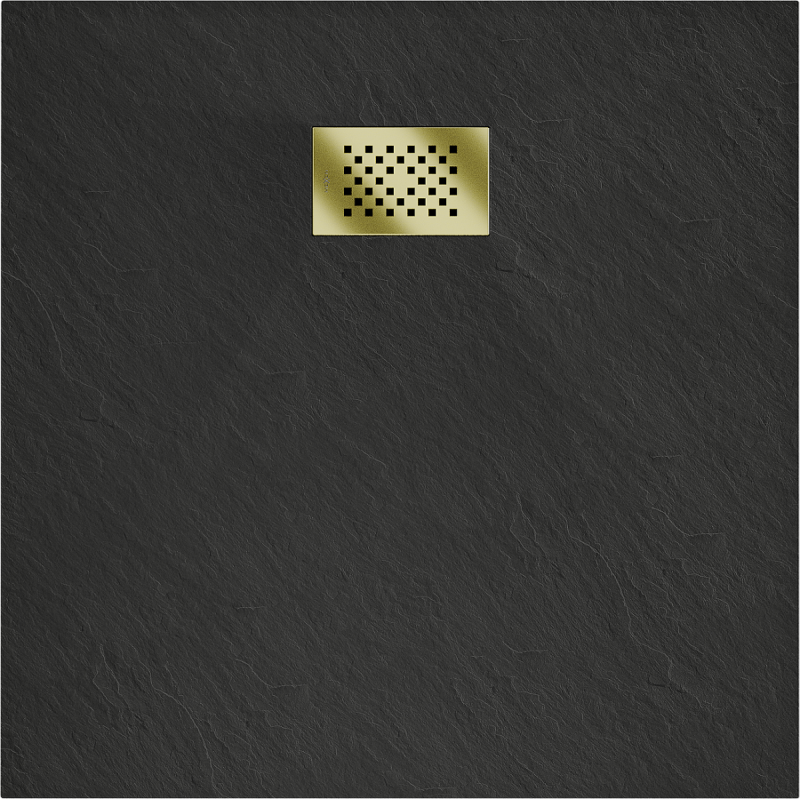 Mexen Hugo shower tray square SMC 90 x 90 cm, black, gold cover - 42709090-G
