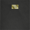 Mexen Hugo square shower tray SMC 90 x 90 cm, black with a gold cover - 42709090-G