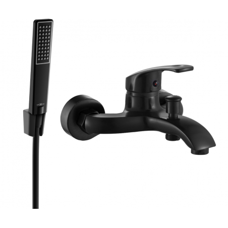 Mexen Fabia R72 bathtub mixer tap with shower head, Black - 74653R72-70