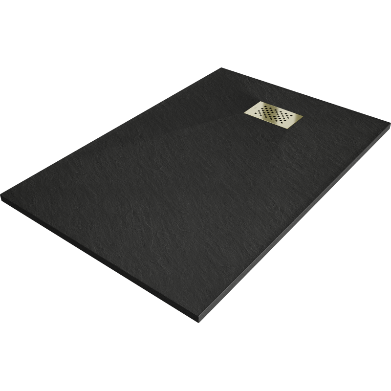 Mexen Hugo rectangular shower tray SMC 120 x 70 cm, black, gold cover - 42707012-G