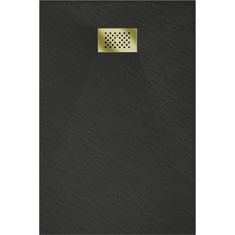 Mexen Hugo rectangular SMC shower tray 80 x 70 cm, black, gold cover - 42707080-G