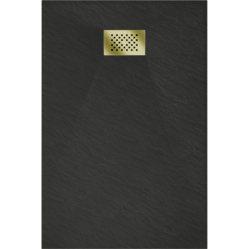 Mexen Hugo rectangular shower tray SMC 130 x 70 cm, black, gold cover - 42707013-G