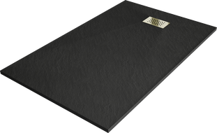 Mexen Hugo rectangular shower tray SMC 140 x 70 cm, black, gold cover - 42707014-G