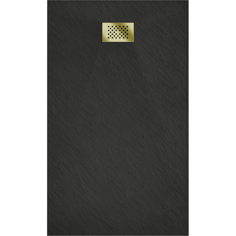 Mexen Hugo rectangular shower tray SMC 150 x 70 cm, black, gold cover - 42707015-G