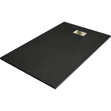 Mexen Hugo rectangular shower tray SMC 140 x 80 cm, black, gold cover - 42708014-G