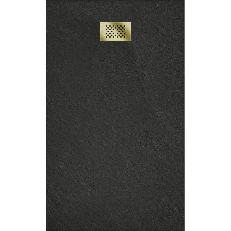 Mexen Hugo Rectangular SMC shower tray 140 x 80 cm, black, golden cover - 42708014-G